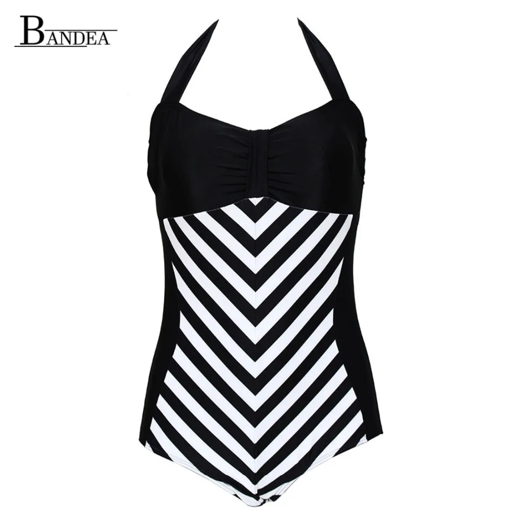 Female One Piece Stripe Swimsuit 2016 Women Bikini Sets Halter Strapless Bathing Suit Swimwear Plus Big Size 3XL Bodysuit GK026 | Спорт и