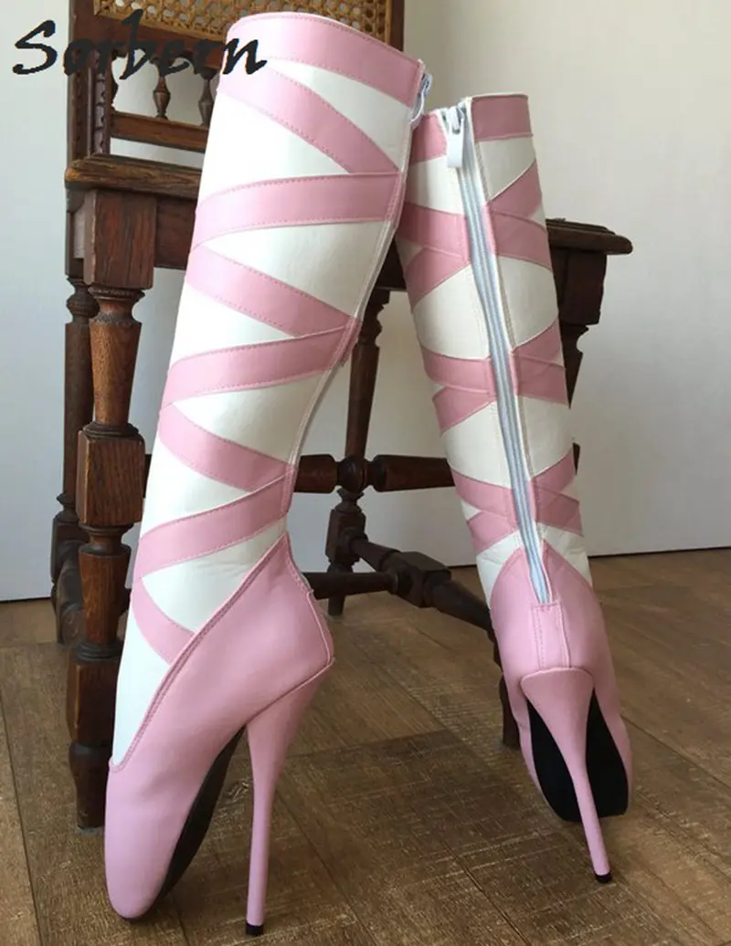 Sorbern Booties Unisex Custom Back Ballet High Knee Leg Pink Stop118 Fit And Last Sm Zipper Women discount White Heel Boots Wide 18Cm Shoes 7 Sorbern Booties Unisex Custom 7