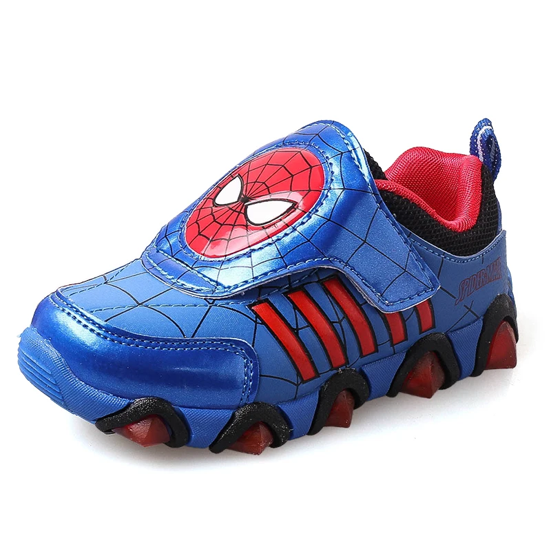 

New Autumn Spring Children Shoes Spiderman Night Flash Sports Sneakers Light Shoes for Kids Children's Sneaker Boys boots Girls