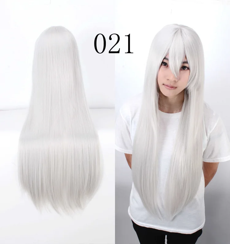 

80cm Long Hitman Reborn-Superbia Squalo Silver white Cosplay Costume Wig