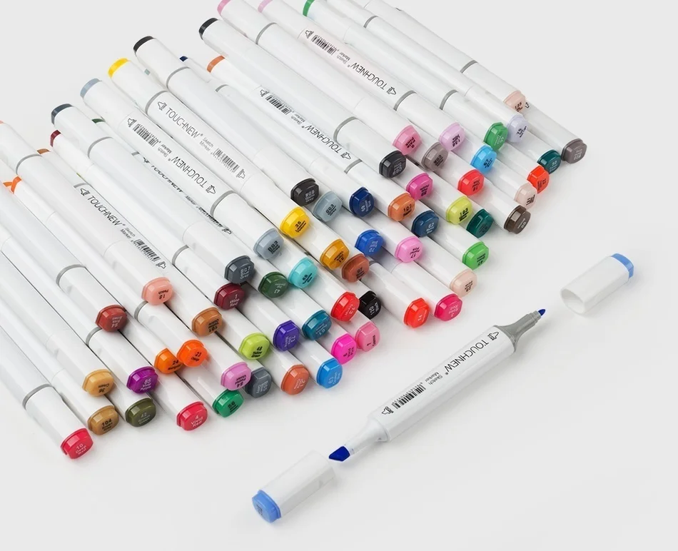 Marcador de Ponta Caneta de Desenho Cabeça à Base de Álcool Caneta + Bolsa do Lápis Toque Novo Esboço Conjunto Dupla Gráfico Artista Arte Marcador 168 Cor 5 Material escolar e de escritório