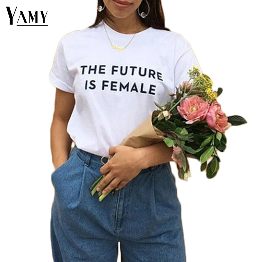 

The future is female t shirt women tops plus size feminist pink white black casual t-shirts women tees oversized summer 2017 new