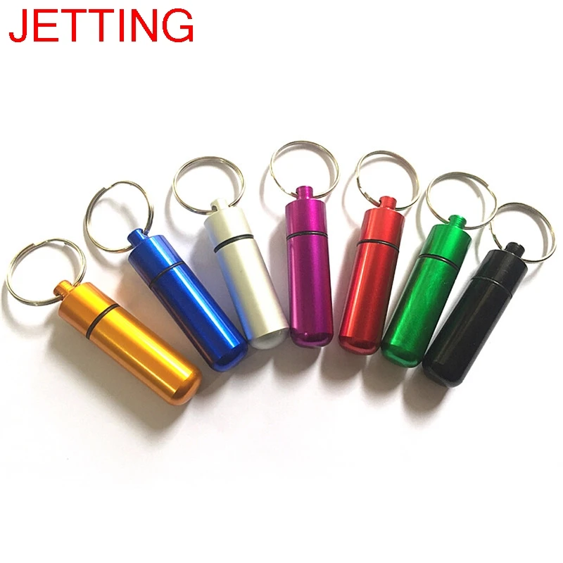 Pill Box Key Chain Aluminum Case Bottle Drug Holder Keychain Keyring Container Organizer 1Pcin