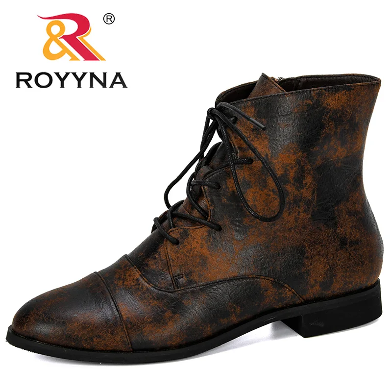 

ROYYNA 2019 New Style Autumn Ankle Boots Female Hand Made Boots Outdoor Lace Up Shoes For Women Botas Mujer Trendy Comfortable