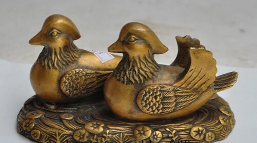 

005206 6"Chinese Fengshui bronze Animal lover d Mandarin Duck Statue Sculpture Pair