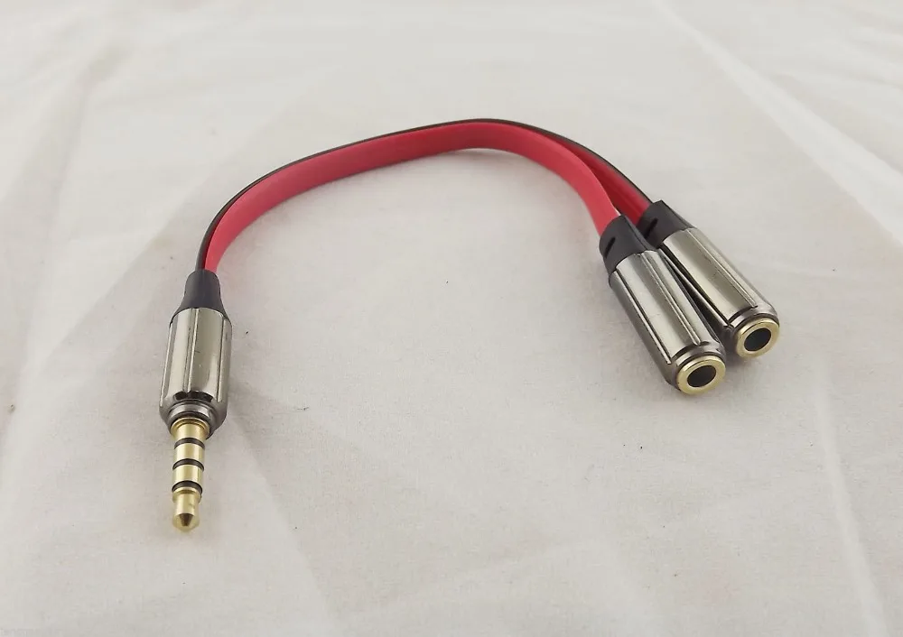 10pcs 3 5mm 1 Male To 2 Female Aux Headphone Stereo Audio Splitter Flat Lead Cable 18cm