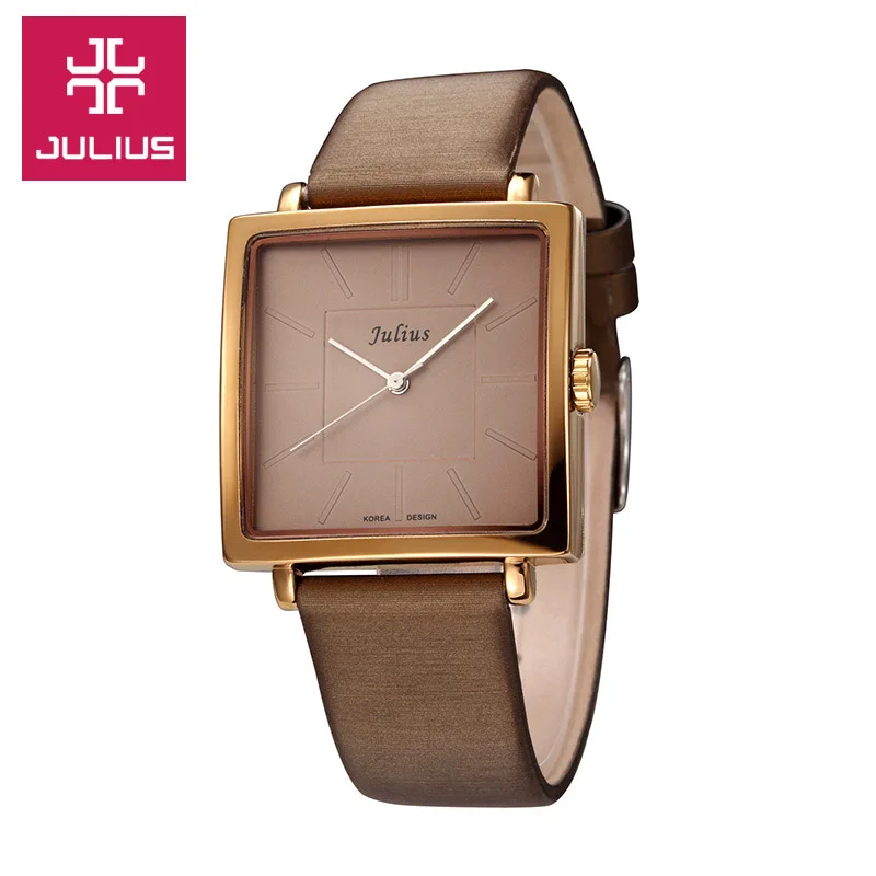 

Julius Brand Women Watch Couple Fashion Casual Men Watches Men's quartz-watch Leather Strap Sports Waterproof Wristwatch Square