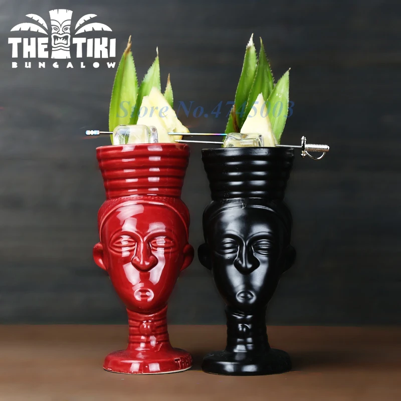 Tiki Mug Hawaii Cocktail Cup Beer Wine Coffee Porcelain Ceramic Mugs Art Crafts Creative 300ml Beverage Easter Islander Bar | Дом и сад