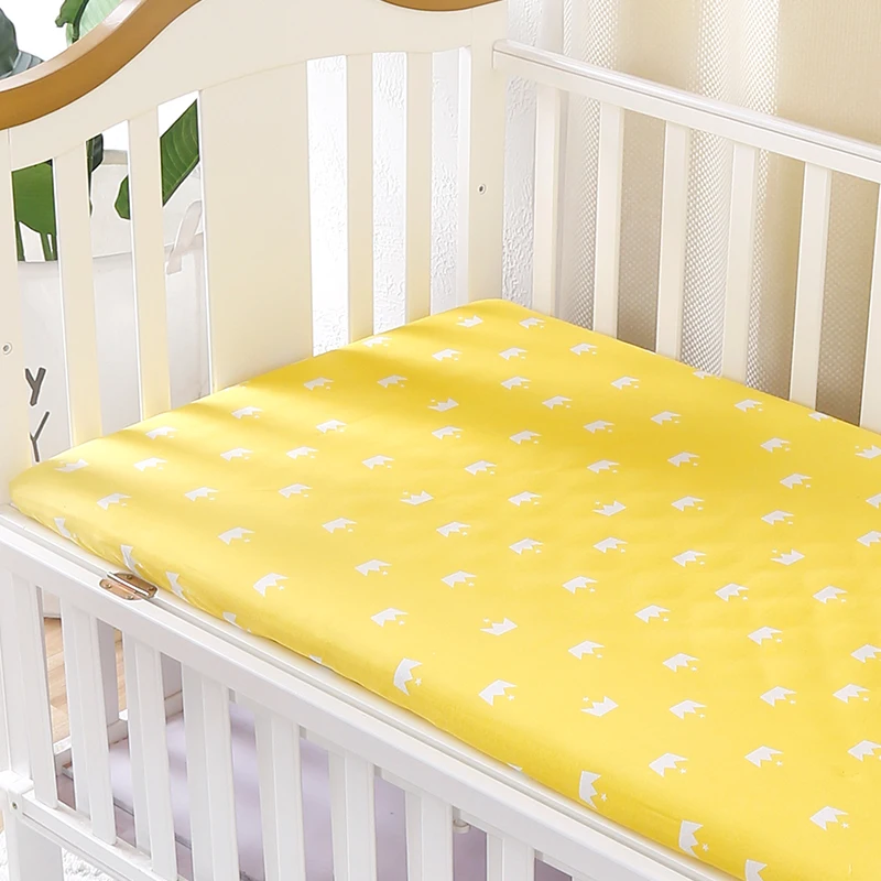 Детская кроватка оснащена лист хлопок кровать для новорожденных Лен Набор для детской кроватки кроватка листов Младенческая постельные принадлежности покрывало 120*65 см матрас - Цвет: Фиолетовый