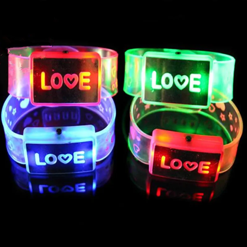 Новая любовь счастливое слово мерцающий браслет светодиодный браслет светящийся браслет дети освещенные игрушки подарок Хэллоуин сверкающие принадлежности для вечеринки