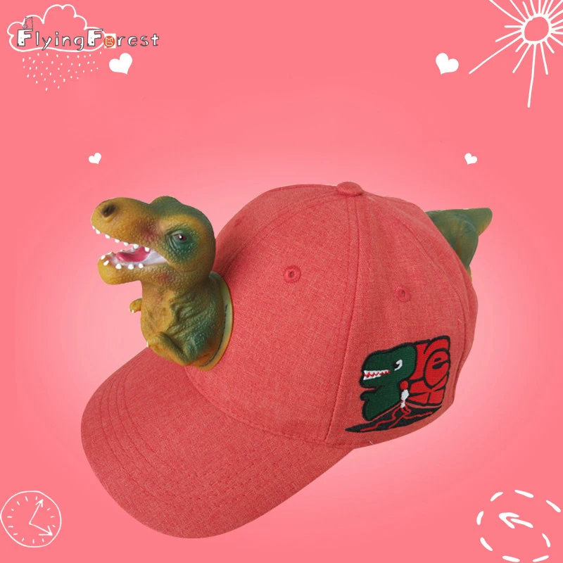 

Spring 3D Tyrannosaurus Embroidery Flat Top Cap Children Dinosaur Christmas New Year Gift Dating Casual Fashion Baseball Caps