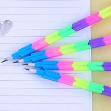 Learning Stationery Rainbow Pencils Multifunction Building Block Pencil Office School Supplies For Kids Gifts Color Random
