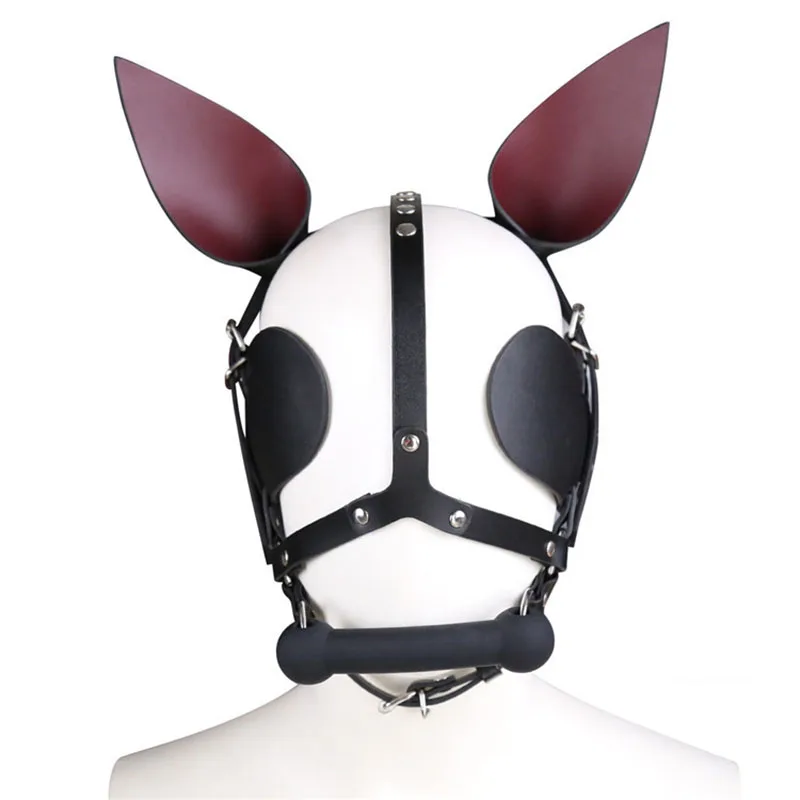 Genuine Leather Bdsm Mask With Open Mouth Gag Blindfolded Dog Mask Bondage Gear Hood Fetish Slave Adult Games Toys For Couples Genuine Leather Bdsm Mask With Open Mouth Gag Blindfolded Dog Mask Bondage Gear Hood Fetish Slave Adult Games Toys For Couples