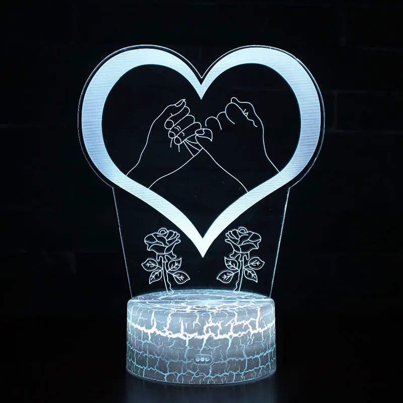 Удерживающие руки тема 3D лампа светодиодный ночник 7 цветов Изменение сенсорного настроения лампа Рождественский подарок Прямая