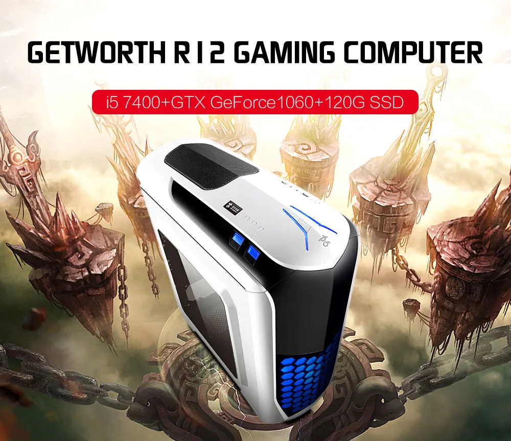 GETWORTH R12 DIY настольный игровой Intel I5 7400 120G SSD 400W GTX GeForce1060 Gigabyte B250M игровой компьютер PC широкий диапазон