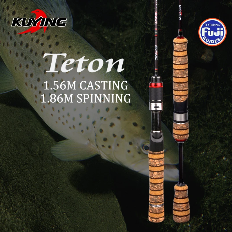 KUYING Teton SUL Super ultraléger 1.56m 5'2 "coulée 1.86m 6'2" filature souple carbone canne à pêche leurre canne à poisson 0.8-3g