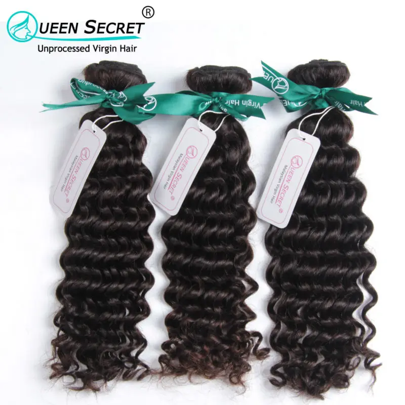 

Queen Secret hot sale Malaysian deep wave hair weaving 100% Human virgin hair 1pc a lot  #1B color Free shipping Malaysian hair