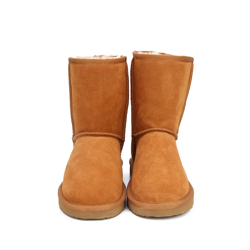 HABUCKN/женские замшевые зимние ботинки из натуральной кожи, зимние ботинки на натуральном овечьем меху с шерстяной подкладкой, высокое качество, коричневый, черный цвет
