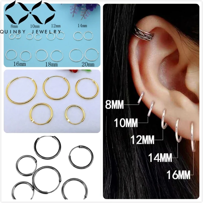 

Quinby 925 Sterling Silver Earrings For Women/Men Small Hoop Earrings Ear Bone Gothic Mini Earring mujer arete Girl ear hoops Q5