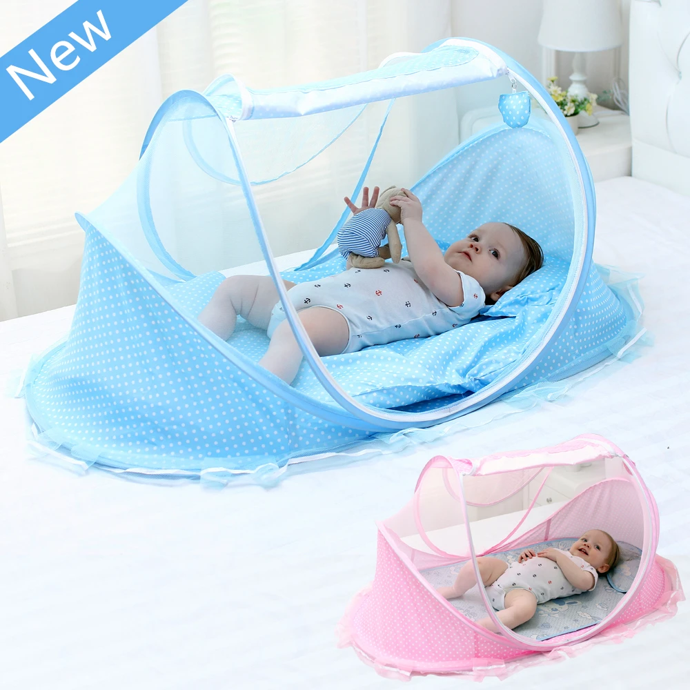 Foldable Infant Baby Mosquito Net Travel Cot Tent Cradle Bed Pillow UK 