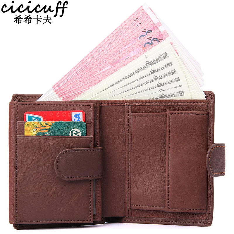 

CICICUFF 2018 Vintage RFID Wallet Genuine Leather Men Short Mini Wallets Money Clip Small Purse for Driver License Coin Pocket