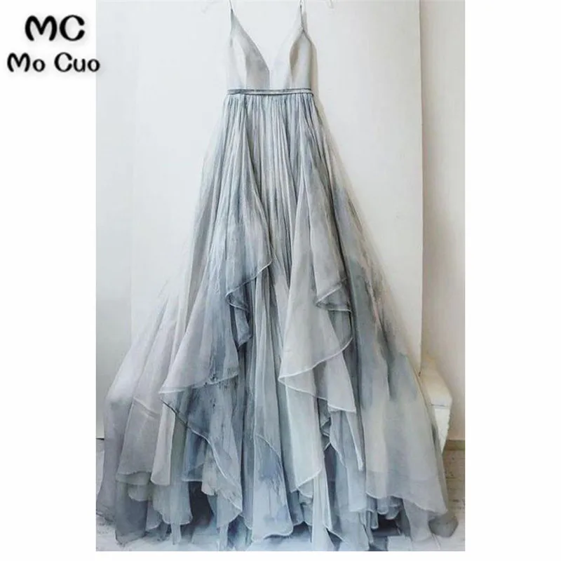 Spaghetti Straps V-neck Prom Dress,Long Backless Senior Prom Dress,Formal Women Dresses