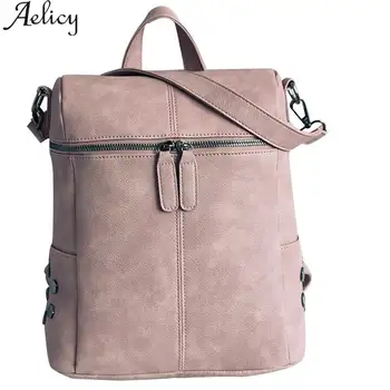 

Aelicy Luxury Brand Backpack Women Backpacks Fashion Small School Bags for Girls Black PU Leather Female Backpack Sac A Dos