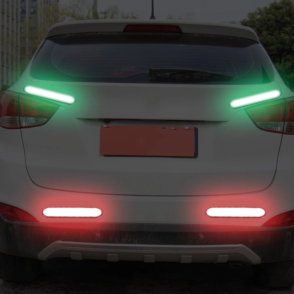 FORAUTO 2 шт. двери автомобиля Стикеры наклейка Предупреждение лента автомобильные отражающие наклейки со светоотражающими элементами авто-Стайлинг 4 цвета предохранителем и универсальным питанием-от источника переменного или постоянного тока