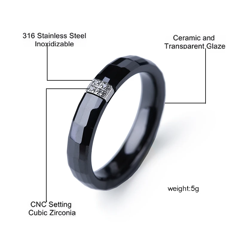 Новые Прямоугольные керамические кольца с вырезанной поверхностью черного цвета, здоровый керамический материал, никогда не выцветает, ювелирные изделия для женщин, аксессуары с кристаллами