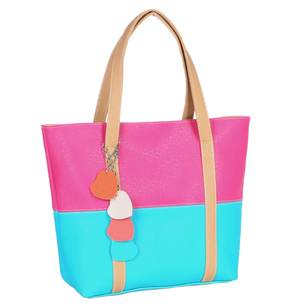 MUQGEW модные женские сумки для девочек висячий орнамент сумка на плечо карамельный цвет с бахромой сердце сумки Лоскутные Разноцветные сумки - Цвет: Ярко-розовый
