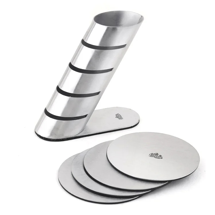 1set New Fashion Stainless Steel Wine Cup Mat wine Coaster Heat Insulation Tea Cup Pad Bar Tools Kitchen Tool KJ 3010