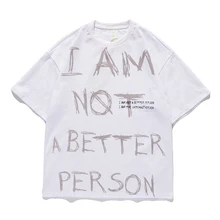 В стиле «хип-хоп» T рубашки с принтом-надписью мужские футболки однотонные CottonTshirt короткий рукав Футболки в стиле "хип-хоп"