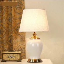 В европейском стиле ручной работы, мы ответим вам в самый быстрый Керамика ткань Led E27 настольная лампа для свадебного декора Гостиная Спальня прикроватные H 56 см 1617