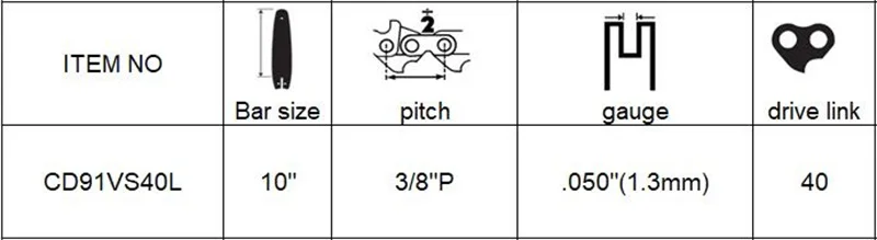 2-Pack шнур 10 дюймов цепей бензопилы 3/" шаг lp. 050"(1,3 мм) Калибр 40dl полу долото цепей пилы по дереву