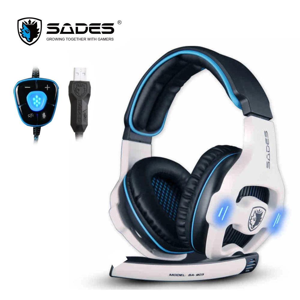 

SADES SA903 Gaming Headset USB Headphones 7.1 Channel With Mic Remote Control USB Pl