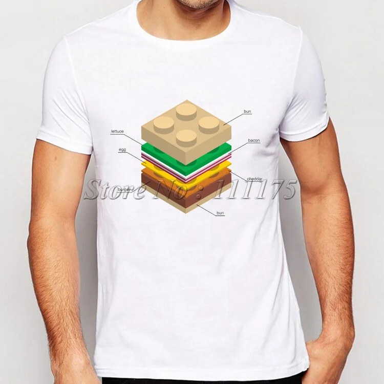 2019 New Arrivals Men's Fashion Burger T shirt Hipster Tops custom Tees