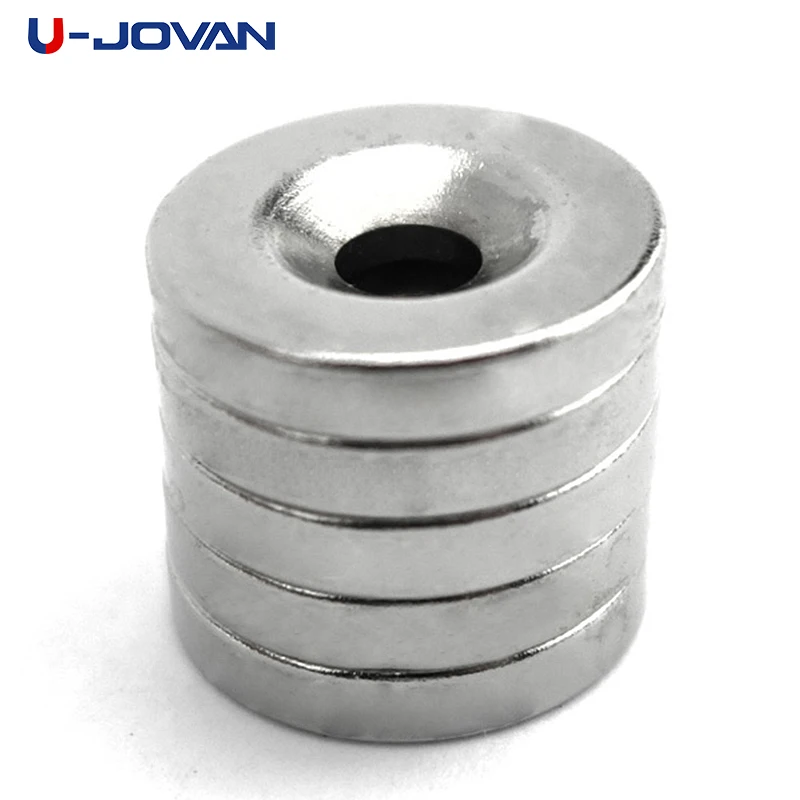 

U-JOVAN 10pcs 15 x 3 mm Hole: 4mm N35 Small Super Strong Round Neodymium Magnet Craft Countersunk Ring Magnets Rare Earth 15*3-4