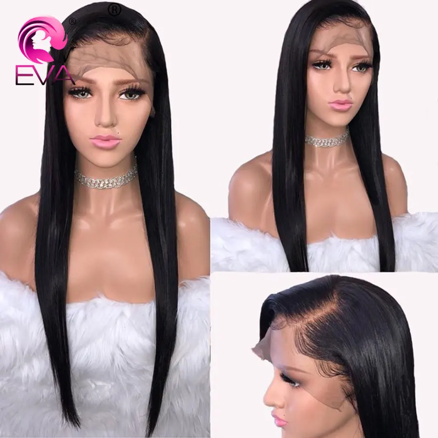 Straight Full Lace Human Hair Wigs With Baby Hair Pre Plucked Hairline Lace Wigs Bleached Knots EVA Hair Brazilian Remy Hair