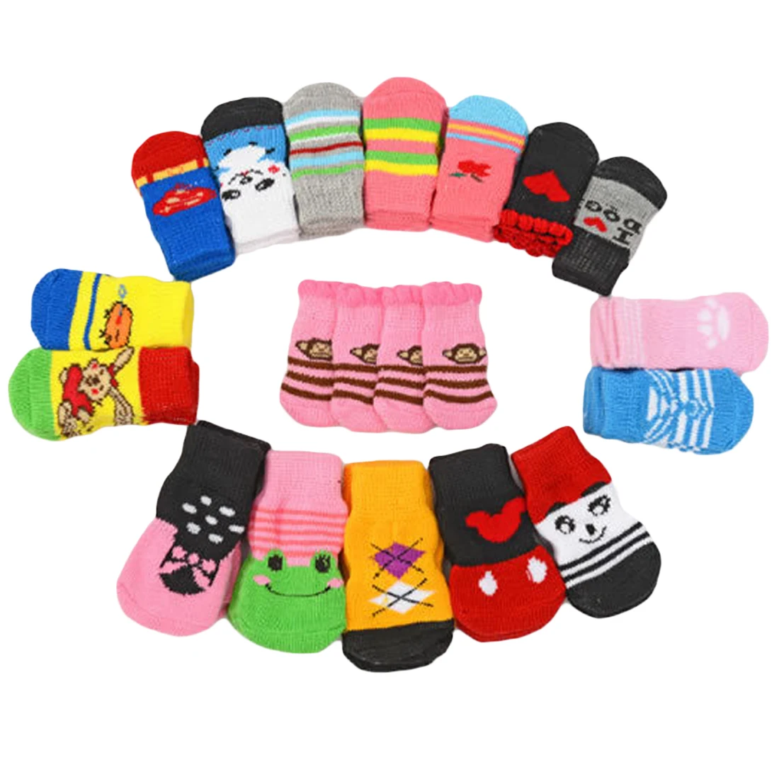 4Pcs Pet Cat Indoor Soft Socks Puppy Dogs Pet Knits Bottom Winter Warm