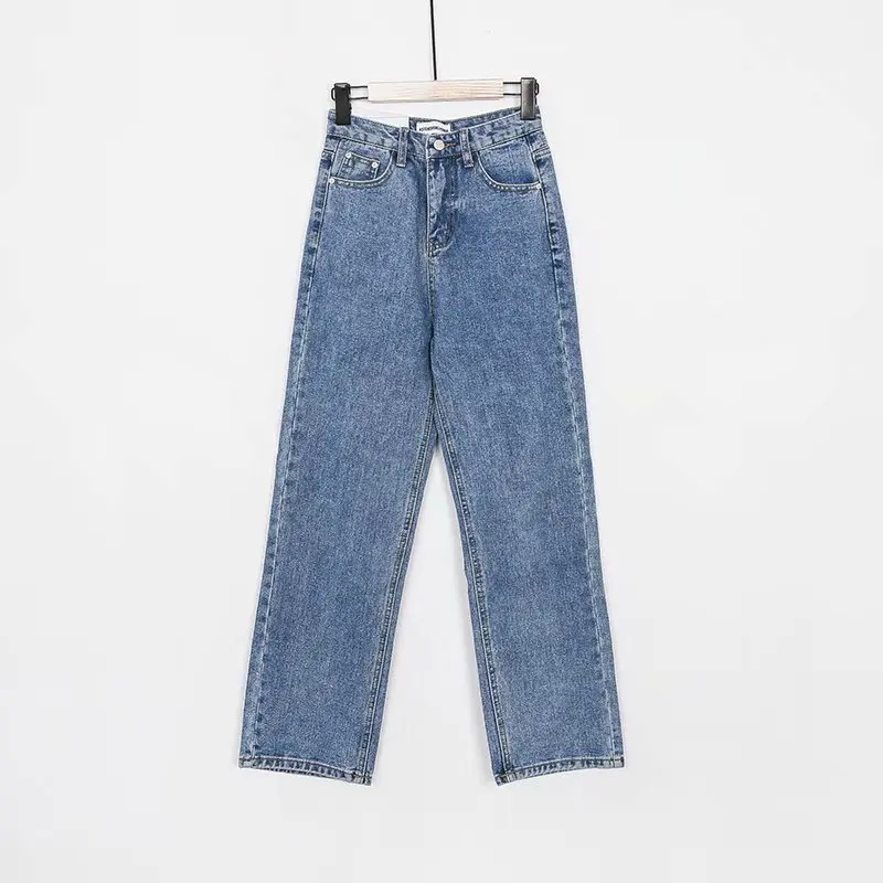 Винтажные женские джинсы для мам, винтажные джинсы с высокой талией, джинсы бойфренды, женские свободные синие джинсы с широкими штанинами, Корейская уличная одежда