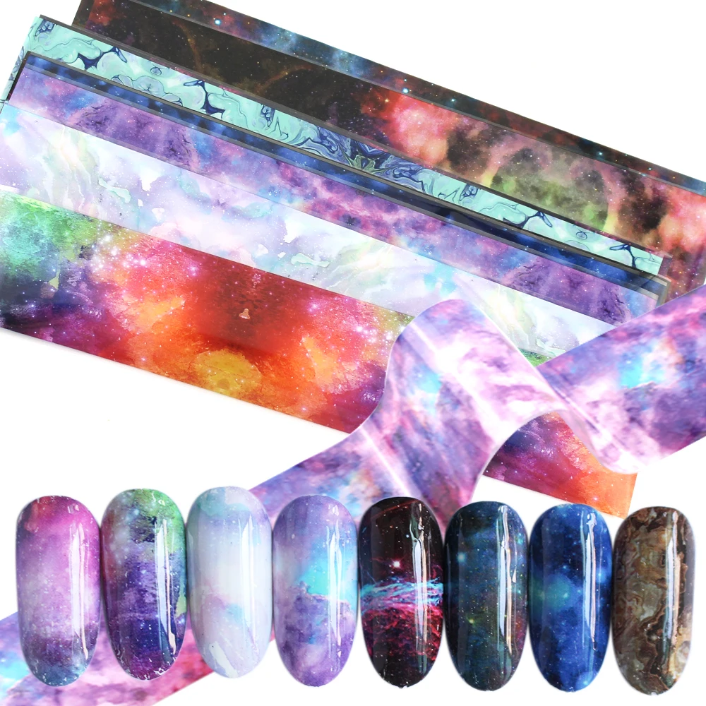 

10 Colors Transfer Foil for Nail Star Design Sticker Decal Starry Paper Sliders Polish Care DIY Nail Art Decoration Wraps