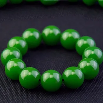 

Hetian Yu stone bracelet round beads spinach green men