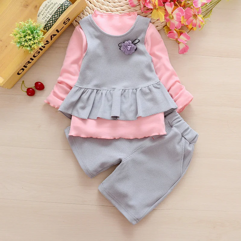 iairay 3pcs infant girl clothes set baby girl long sleeve pink shirt
