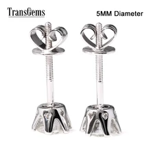 Transwems 14 K 585 Белое золото 1CTW 5 мм F цвет прозрачные серьги-гвоздики с муассанитом серьги закручивающаяся задняя часть для женщин свадебный подарок Классические серьги
