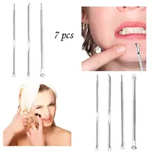 Шт. 7 шт. нержавеющая сталь лица акне пятно Прыщ Remover Extractor инструмент Comedone уход за лицом 2M0809