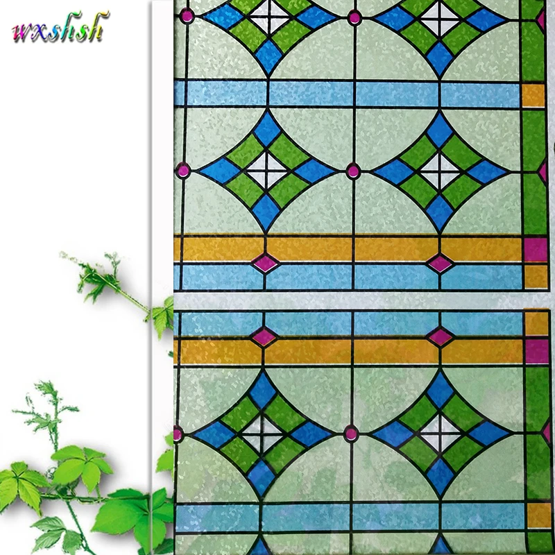 

17.7 by 78.7 inches Decorative Privacy Window Film, Frosted Stained Glass sticker, Clings No-Glue Self Static fresh window foil