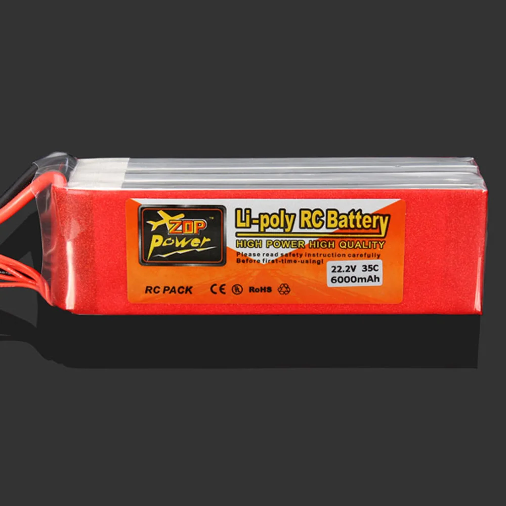 

1pcs ZOP Power 22.2V 6000MAH 35C 6S Rechargable Lipo Battery XT60 Plug