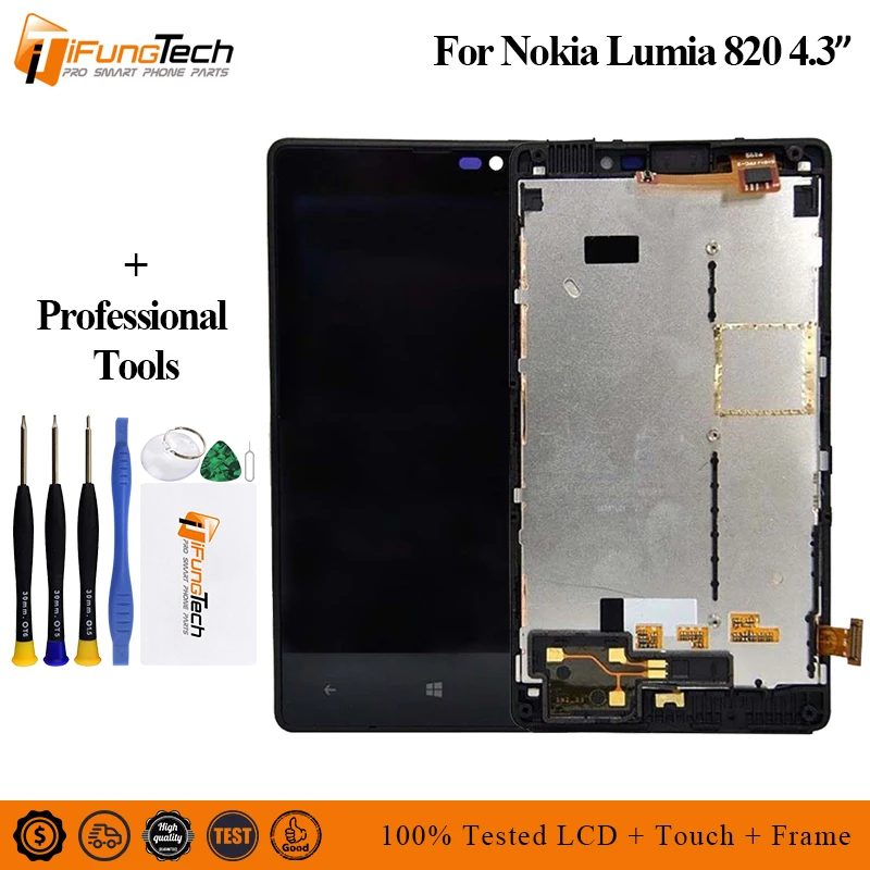 100% оригинальный 4 3 &quot800x480 для Nokia Lumia 820 ЖК-сенсорный экран с рамкой дисплей