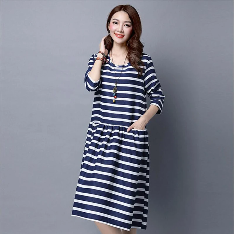 Aliexpress.com : Buy Dioufond Korean Midi Casual Dress Plus Size XXL ...