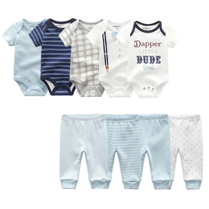 Г. Одежда для малышей Летний комбинезон с короткими рукавами для новорожденных, 5 шт., детские комбинезоны+ 4 штаны хлопок, унисекс, комплект одежды для мальчиков и девочек - Цвет: TP32